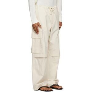 Jil Sander Cargo Pants 100% Cotton Women's IT 40 US 8 Cream Travel Quiet Luxury